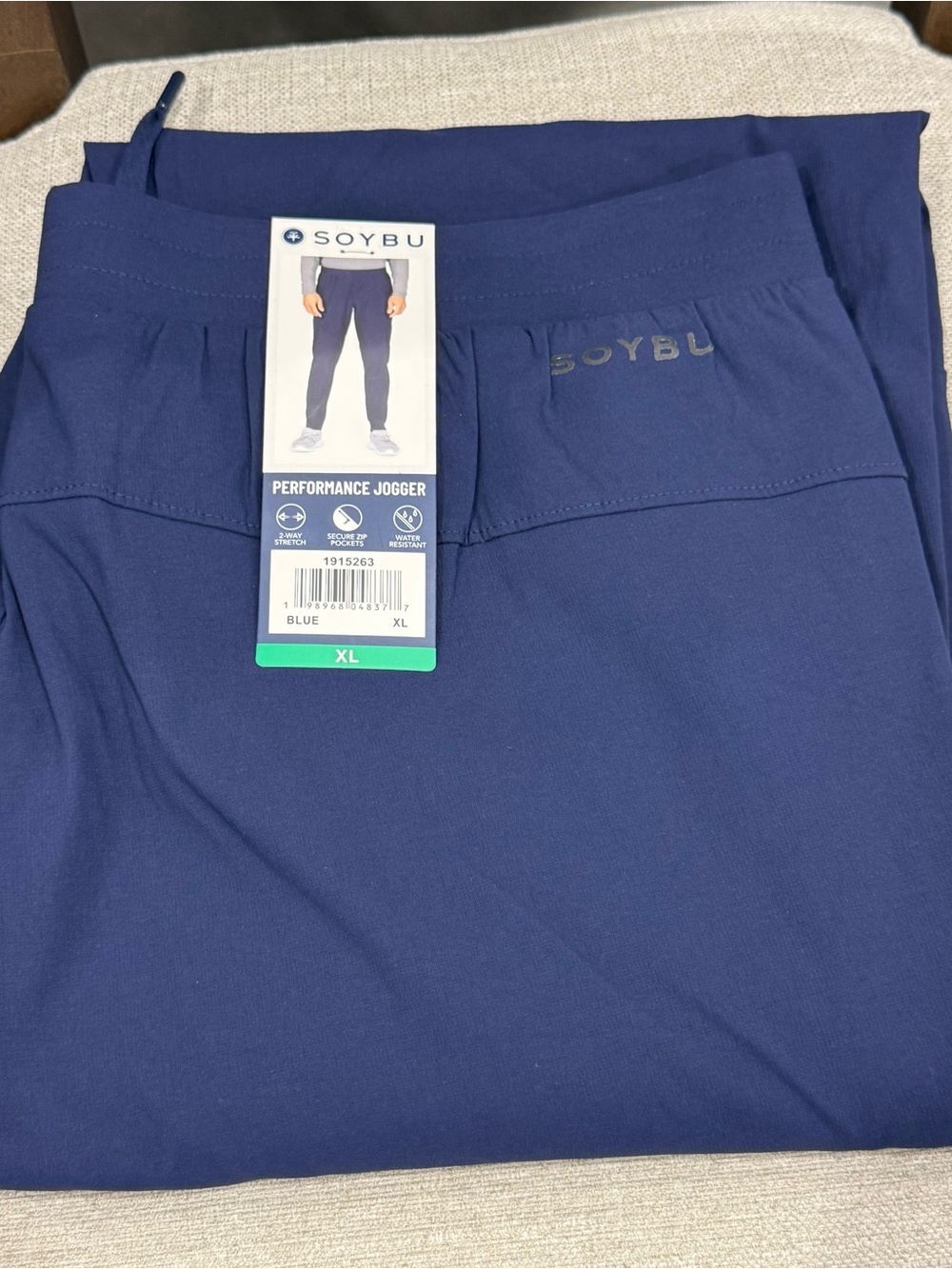 Soybu Performance Jogger Stretch Water Resistant Pants, Blue, Men’s Size XL